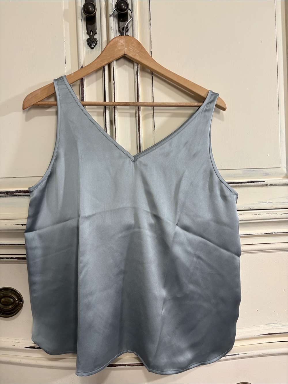 LOFT Light Blue Satin V-Neck Slip Tank